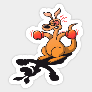 Boxing kangaroo attacked by his own shadow! Sticker